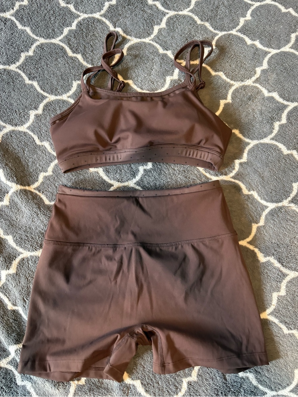 Women’s Brown Activewear Bra & High-Waist Shorts Set posie